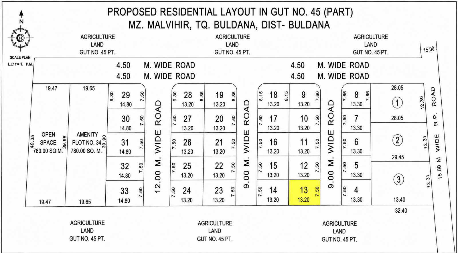25x43 sq.ft. Plot no 13