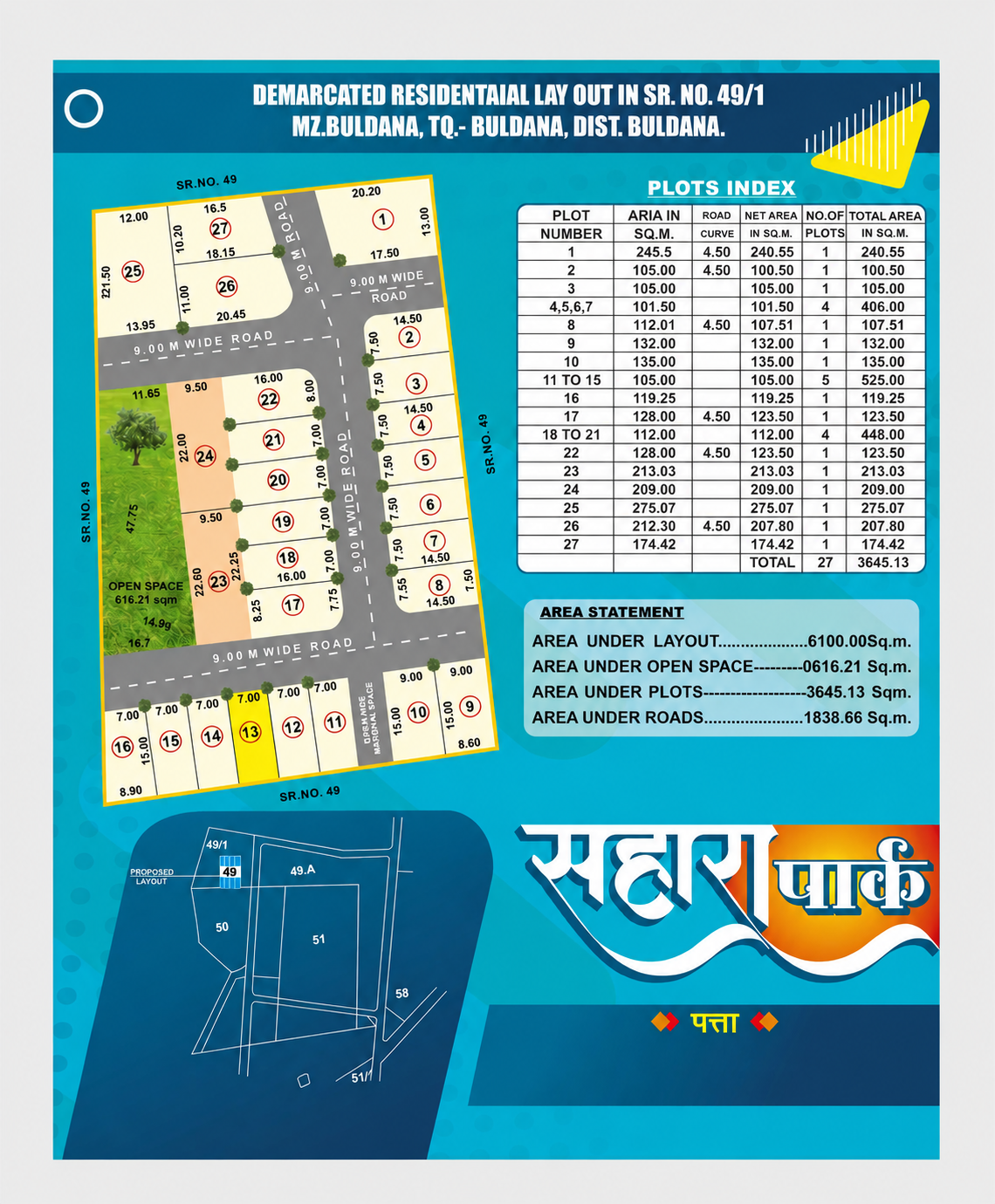 23x49 sq.ft. Plot No. 13